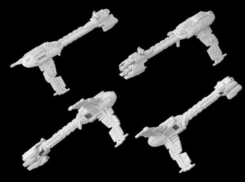 In the picture you see a frigate size space ship miniature for tabletop games called Modified Nebulon B2 Frigate Mel Miniatures