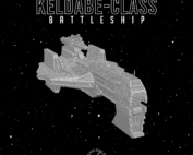 In the picture you see a Battleship size space ship miniature for tabletop games called Keldabe-class battleship Slighty-Used-Space-Ship-Yard