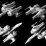 the picture shows a starfighter called the Raven's Claw Mel-Miniatures Squadron-Games