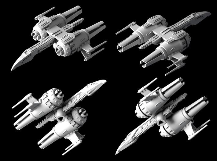 the picture shows a starfighter called the Raven's Claw Mel-Miniatures Squadron-Games
