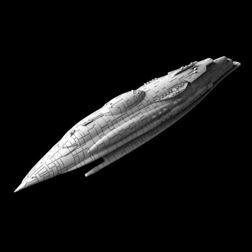 In the picture you se the ship called MC17 Star Cruiser Mel Miniatures. It has a kinda cigar shape and is a flagship of the Rebels