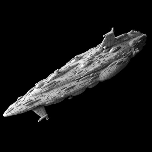 In the picture you se the ship called MC95B Star Cruiser Mel Miniatures. It has a kinda cigar shape and is a flagship of the Rebels
