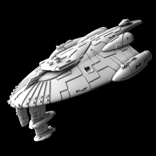 In the picture you se the ship called ShaShore Firgate Mel Miniatures. It has a Ray like shape and is a flagship of the Rebels