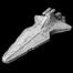 In the picture you se the ship called Venator Class Star Destroyer Mel Miniatures. It has a kinda cigar shape and is a flagship of the Empire and Republic.